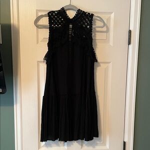 FP One Black Sleeveless Tunic with Lace Details